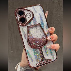 Glitter Wine Glass I-Phone 16 Pro Max Case